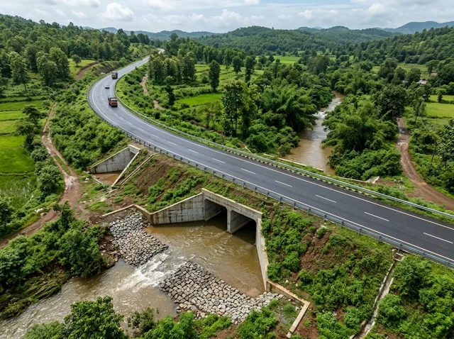 Highway with box culvert (illustrative)